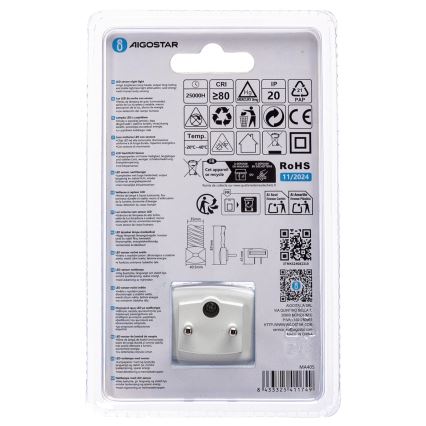 Aigostar - LED Noćno svetlo sa senzorom za dan/noć LED/0,2W/230V 3000K