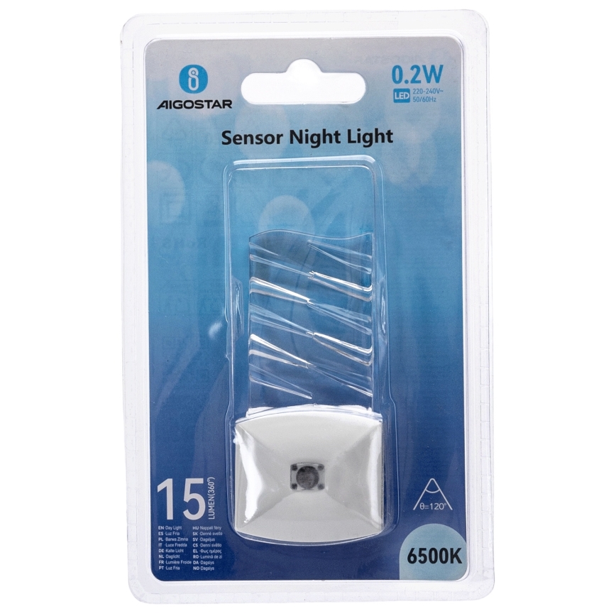 Aigostar - LED Noćno svetlo sa senzorom za dan/noć LED/0,2W/230V 6500K