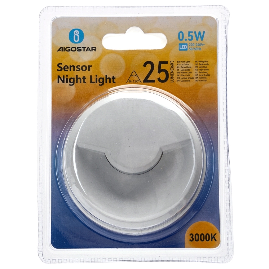 Aigostar - LED Noćno svetlo sa senzorom za dan/noć LED/0,5W/230V 3000K