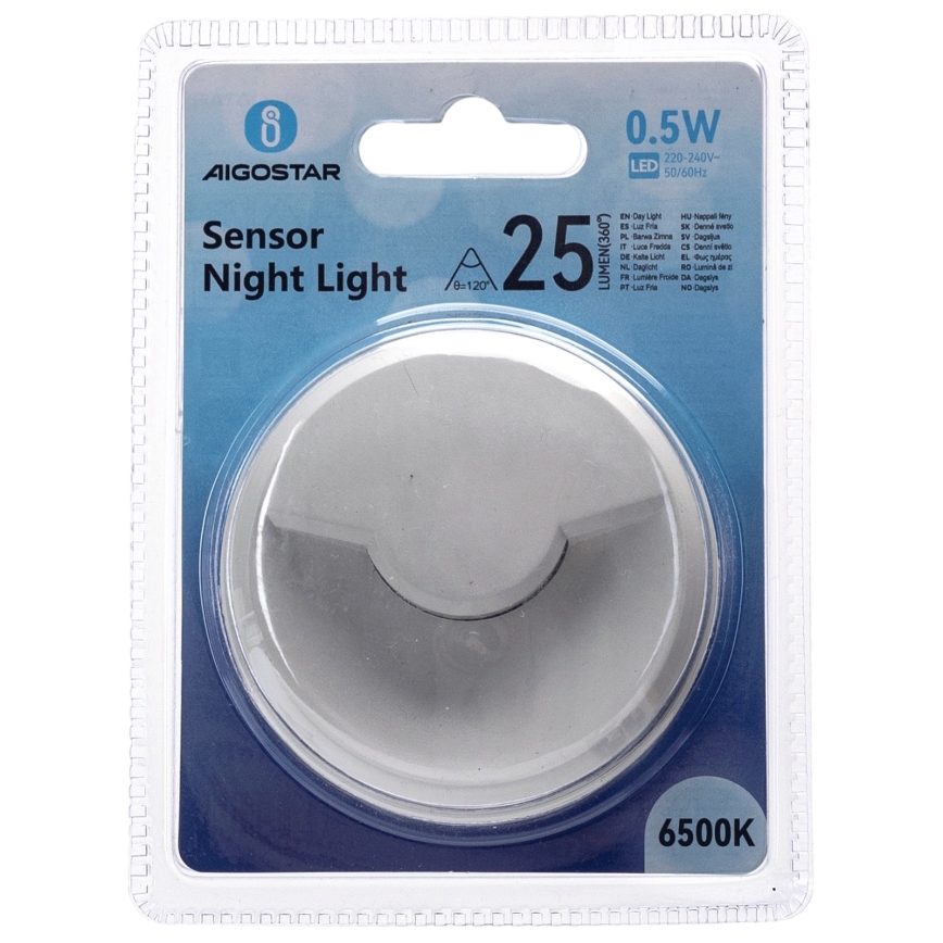 Aigostar - LED Noćno svetlo sa senzorom za dan/noć LED/0,5W/230V 6500K
