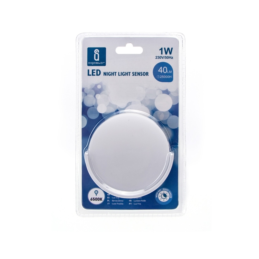 Aigostar - LED Noćno svetlo sa senzorom za dan/noć LED/1W/230V 6500K okrugli