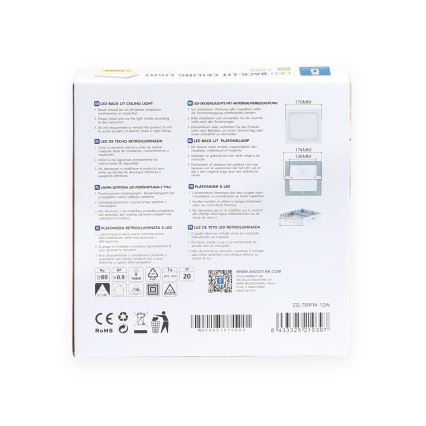 Aigostar - LED Plafonjera LED/12W/230V 17,3x17,3 cm 3000K bela