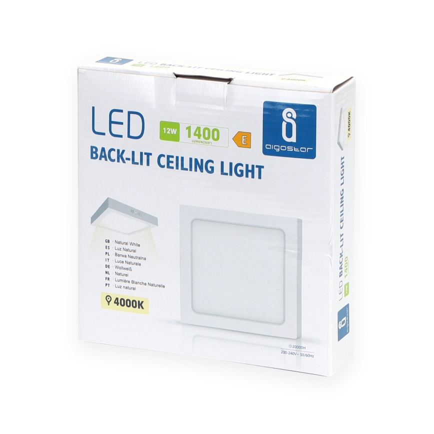 Aigostar - LED Plafonjera LED/12W/230V 17,3x17,3 cm 4000K bela