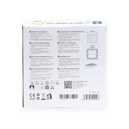 Aigostar - LED Plafonjera LED/12W/230V 17,3x17,3 cm 4000K bela