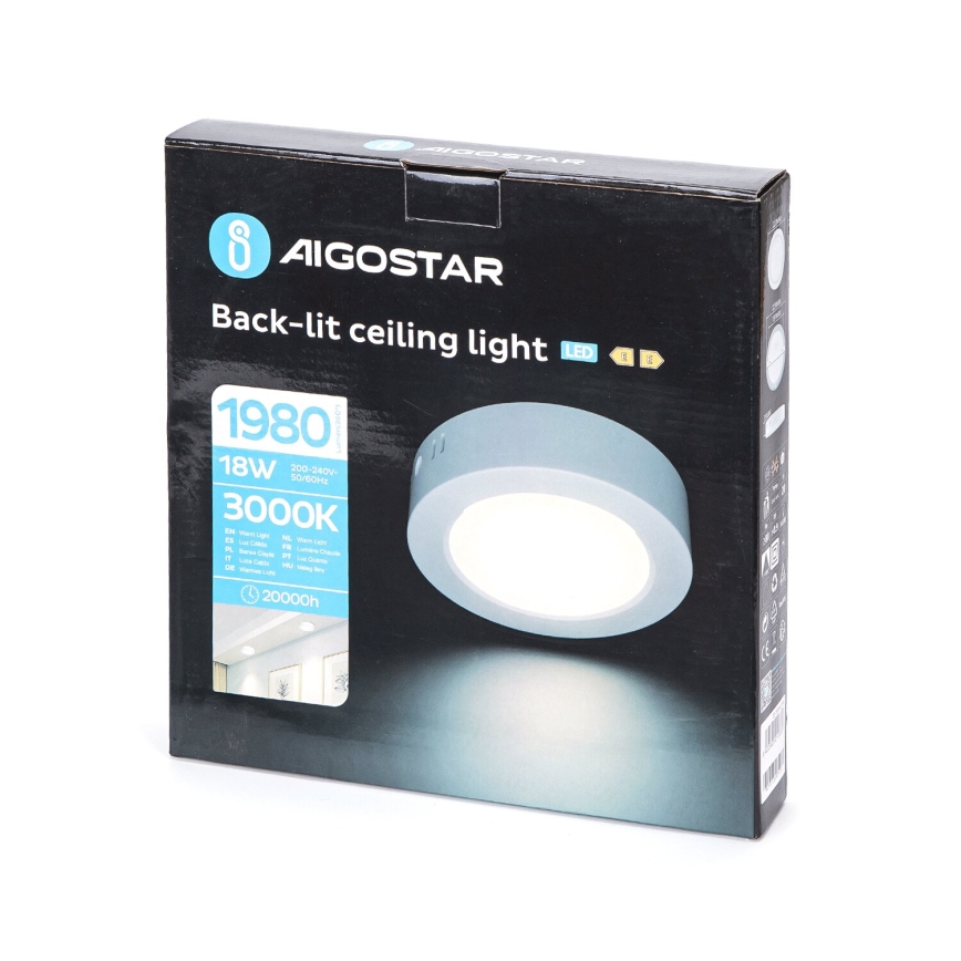 Aigostar - LED Plafonjera LED/18W/230V pr. 22,6 cm 3000K bela