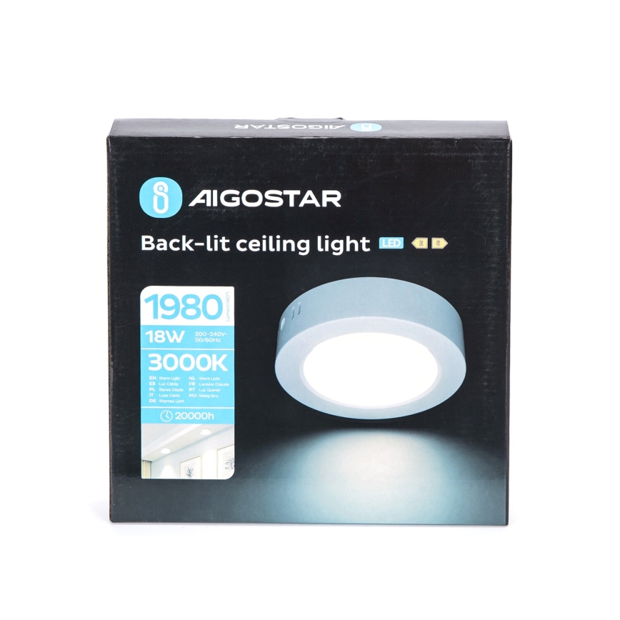 Aigostar - LED Plafonjera LED/18W/230V pr. 22,6 cm 3000K bela