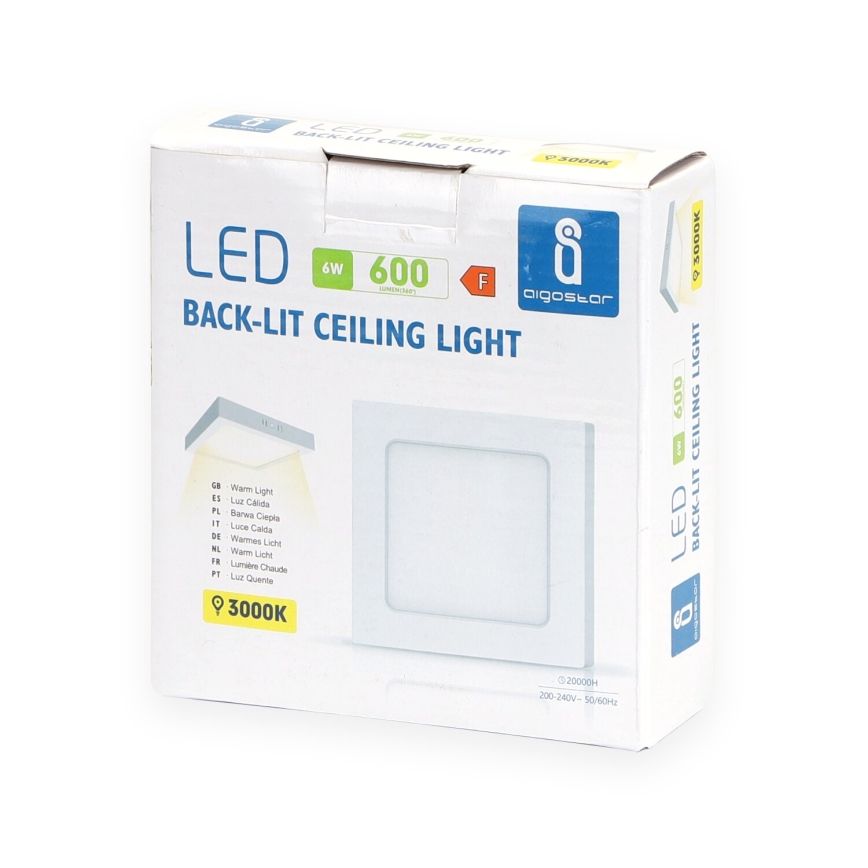 Aigostar - LED Plafonjera LED/6W/230V 12,2x12,2 cm 3000K bela