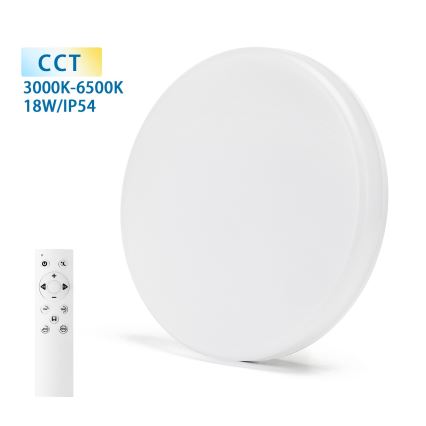 Aigostar - LED Prigušiva plafonjera za kupatilo LED/18W/230V 3000-6000K IP54 + Daljinski upravljač