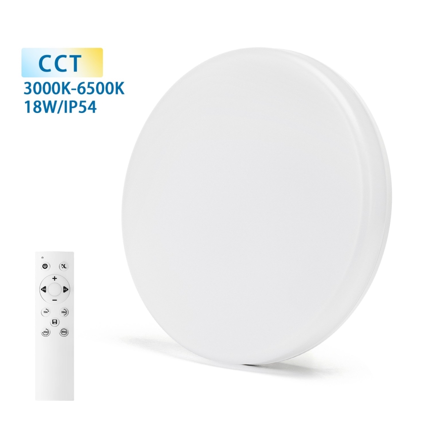 Aigostar - LED Prigušiva plafonjera za kupatilo LED/18W/230V 3000-6000K IP54 + Daljinski upravljač