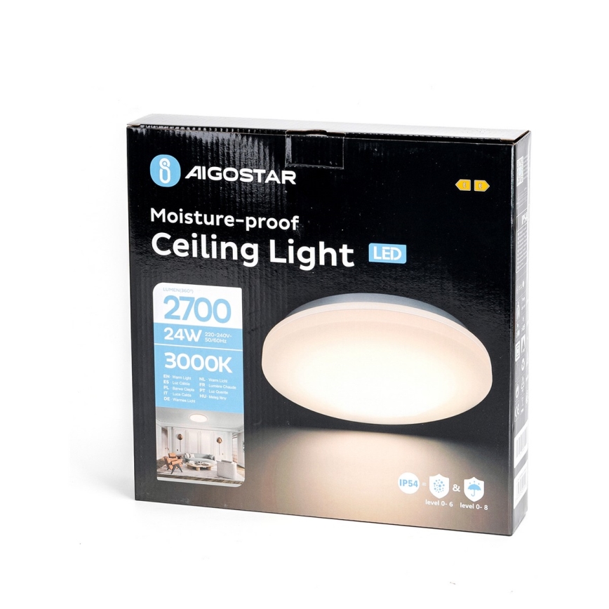 Aigostar - LED plafonjera za kupatilo LED/24W/230V 3000K IP54