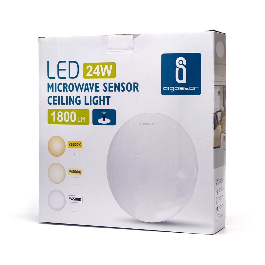 Aigostar - LED plafonsko svetlo sa senzorom, 24W, 230V, 3000K