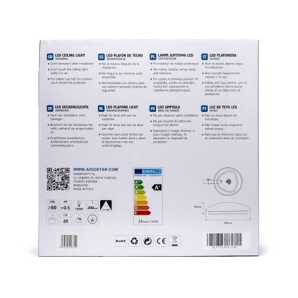 Aigostar - LED plafonsko svetlo sa senzorom, 24W, 230V, 3000K