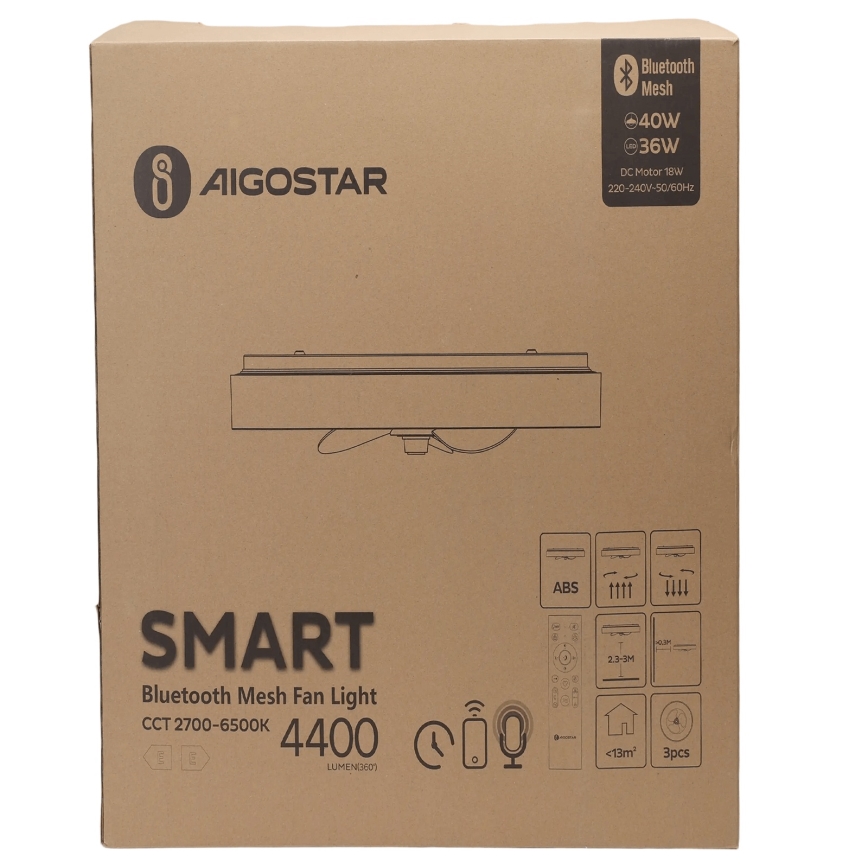 Aigostar - LED Prigušiva plafonjera sa ventilatorom MESH LED/40W/230V 2700-6500K crno + Daljinski upravljač