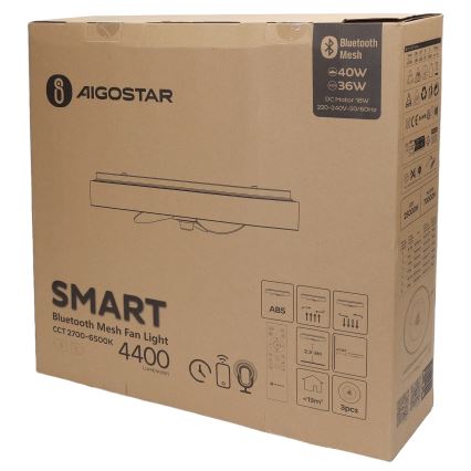 Aigostar - LED Prigušiva plafonjera sa ventilatorom MESH LED/40W/230V 2700-6500K crno + Daljinski upravljač