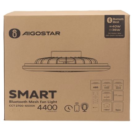 Aigostar - LED Prigušiva plafonjera sa ventilatorom MESH LED/40W/230V 2700-6500K bela + Daljinski upravljač