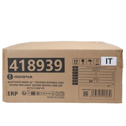 Aigostar - LED Prigušiva plafonjera sa ventilatorom MESH LED/50W/230V 2700-6500K crno + Daljinski upravljač
