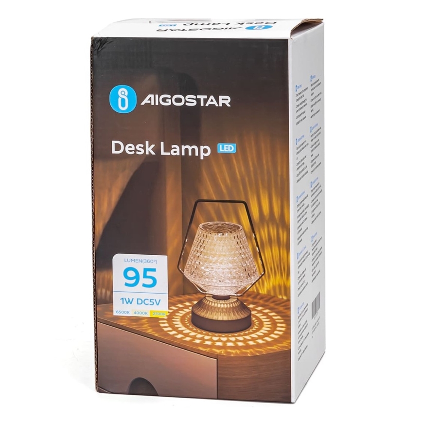 Aigostar - LED Prigušiva punjiva stona lampa LED/1W/5V 2700/4000/6500K 1800mAh 20 cm