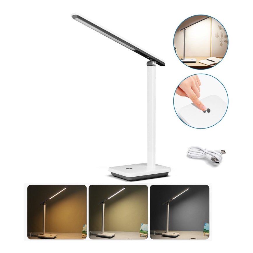 Aigostar - LED Prigušiva punjiva stona lampa LED/5W/5V 3000-6500K bela/crno