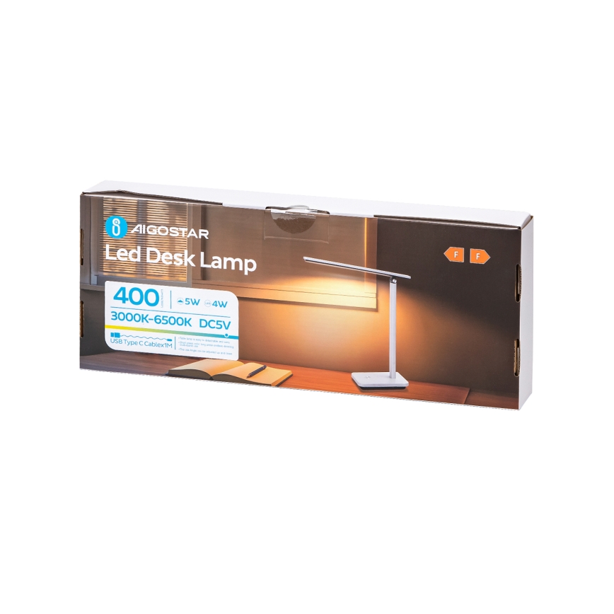 Aigostar - LED Prigušiva punjiva stona lampa LED/5W/5V 3000-6500K bela/crno