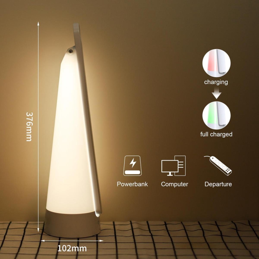 Aigostar - LED Prigušiva punjiva stona lampa LED/7W/5V 4000K 4400 mAh bela