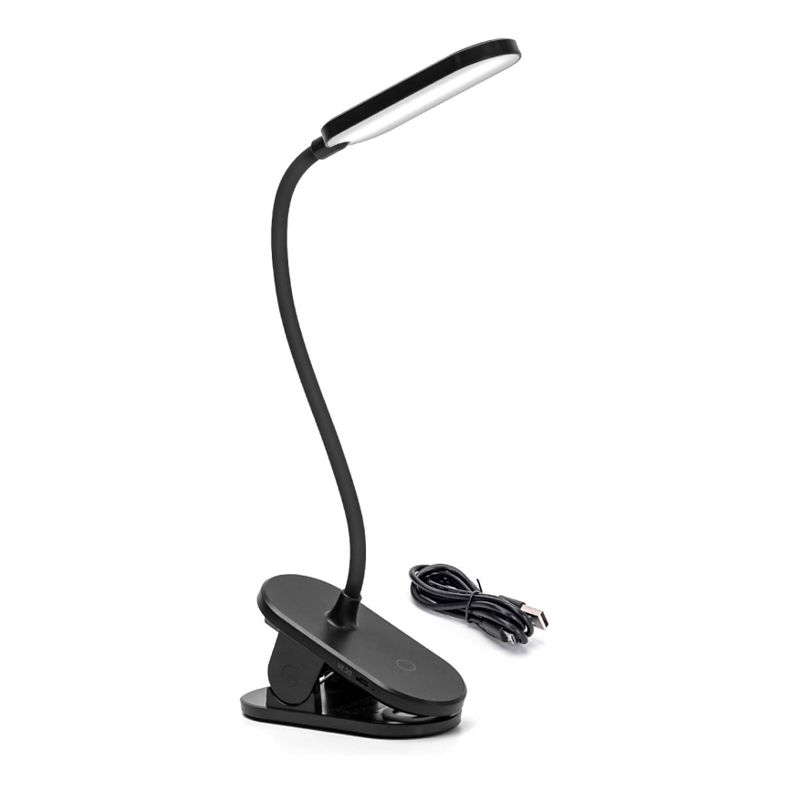 Aigostar - LED Prigušiva punjiva stona lampa sa štipaljkom LED/2,5W/5V crno