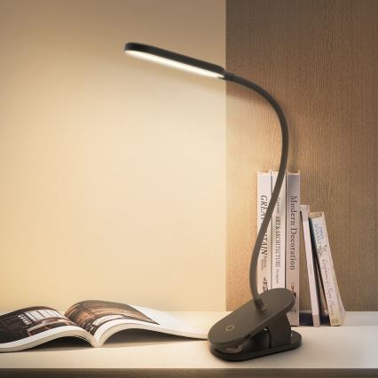 Aigostar - LED Prigušiva punjiva stona lampa sa štipaljkom LED/2,5W/5V crno