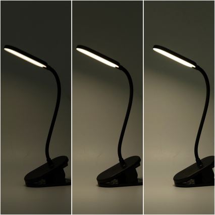 Aigostar - LED Prigušiva punjiva stona lampa sa štipaljkom LED/2,5W/5V crno