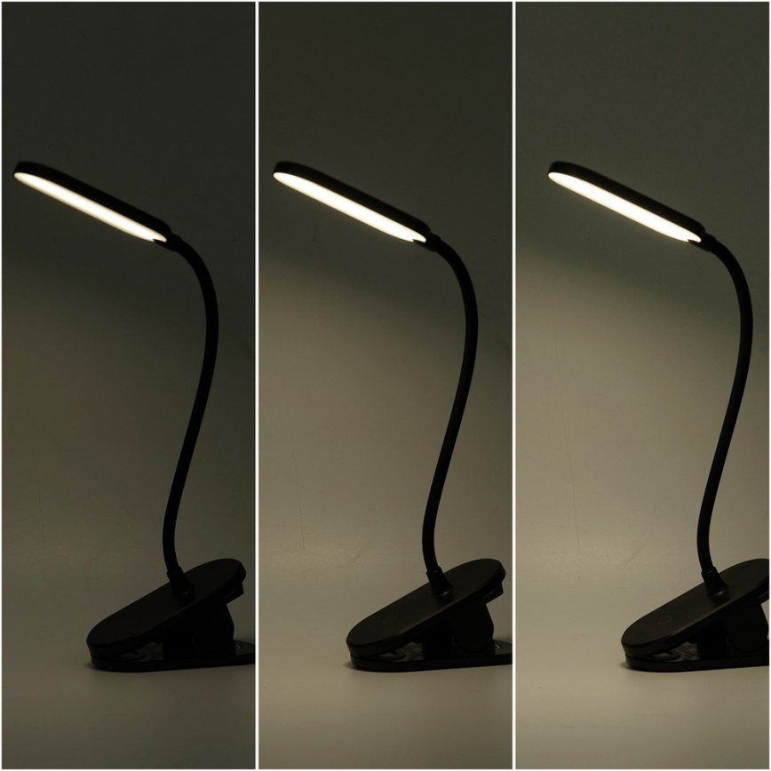 Aigostar - LED Prigušiva punjiva stona lampa sa štipaljkom LED/2,5W/5V crno