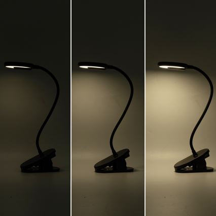 Aigostar - LED Prigušiva punjiva stona lampa sa štipaljkom LED/3W/5V 1800mAh crno