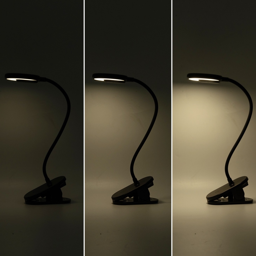 Aigostar - LED Prigušiva punjiva stona lampa sa štipaljkom LED/3W/5V 1800mAh crno