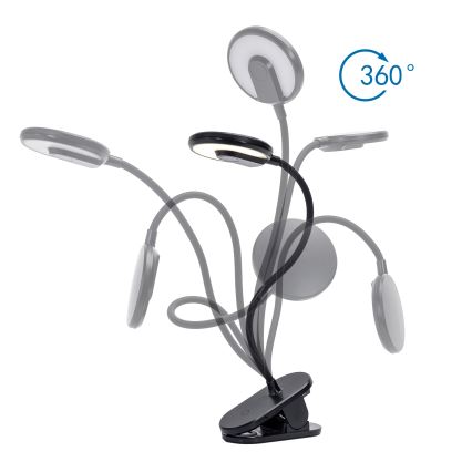 Aigostar - LED Prigušiva punjiva stona lampa sa štipaljkom LED/3W/5V 1800mAh crno