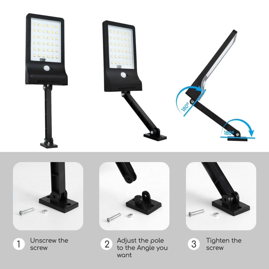 Aigostar - LED Prigušiva solarna lampa sa senzorom LED/2,3W/5,5V IP65 + Daljinski upravljač