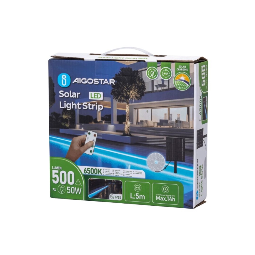 Aigostar - LED Prigušiva solarna traka LED/5W/3,2V 5 m 6500K IP65 + Daljinski upravljač