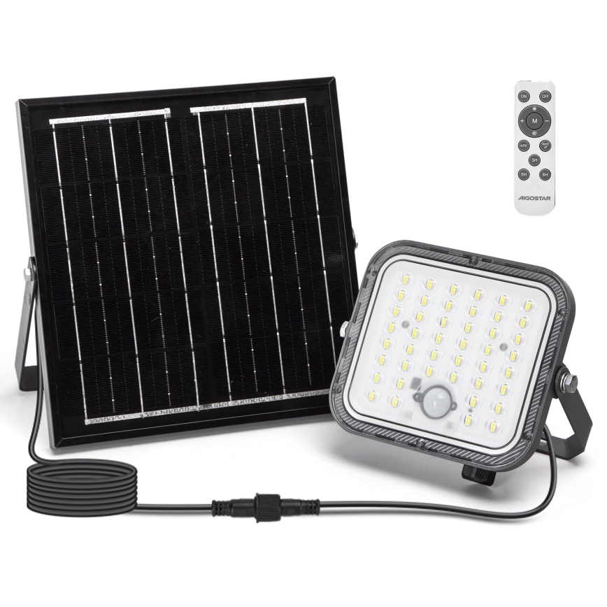 Aigostar - LED prigušiva solarni reflektor sa senzorom LED/80W/3,4V 6500K IP66 4000 mAh + daljinski upravljač
