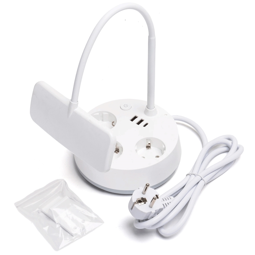 Aigostar - LED prigušiva stona lampa sa utičnicama i USB LED/4,6W/230V 3000/4000/6500K bela