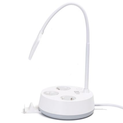 Aigostar - LED prigušiva stona lampa sa utičnicama i USB LED/4,6W/230V 3000/4000/6500K bela