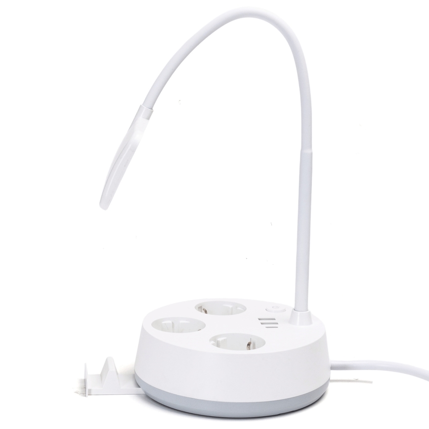Aigostar - LED prigušiva stona lampa sa utičnicama i USB LED/4,6W/230V 3000/4000/6500K bela