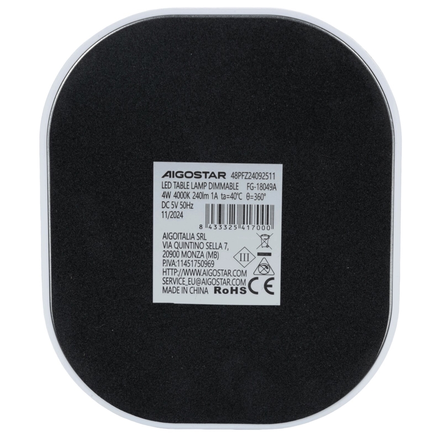 Aigostar - LED Prigušiva stona lampa LED/4W/5V 4000K
