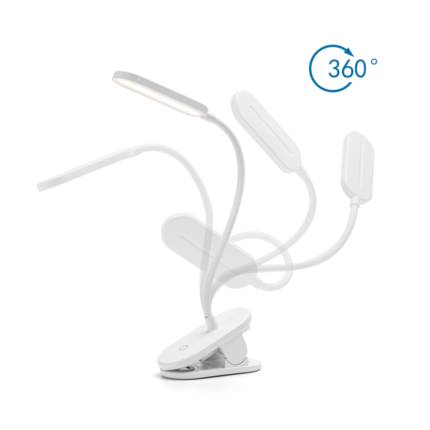 Aigostar - LED Prigušiva stona lampa sa štipaljkom LED/2,5W/5V bela