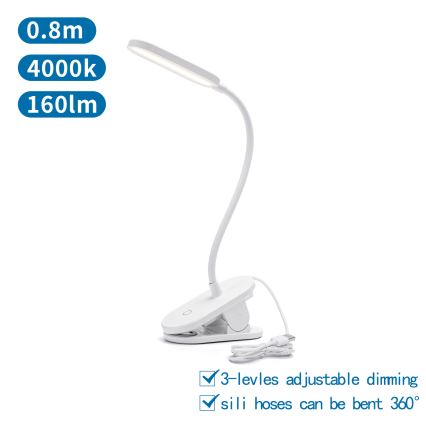 Aigostar - LED Prigušiva stona lampa sa štipaljkom LED/2,5W/5V bela