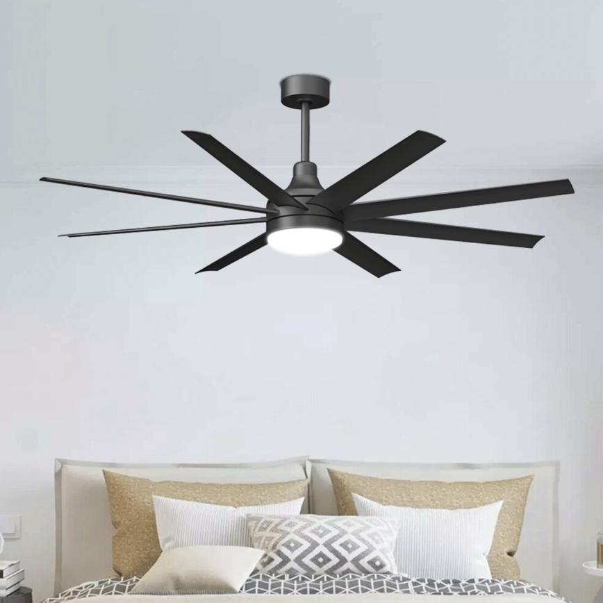 Aigostar - LED prigušiva plafonski ventilator LED/24W/230V 2700-6500K 165cm crna + daljinski upravljač