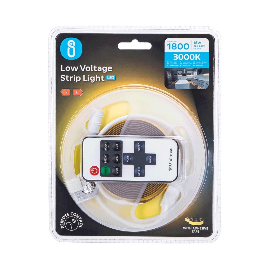 Aigostar - LED Prigušiva traka 2m LED/18W/24/230V 3000K + Daljinski upravljač