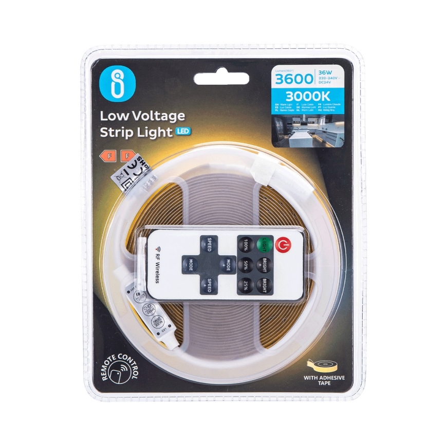Aigostar - LED Prigušiva traka 5m LED/36W/24/230V 3000K + Daljinski upravljač