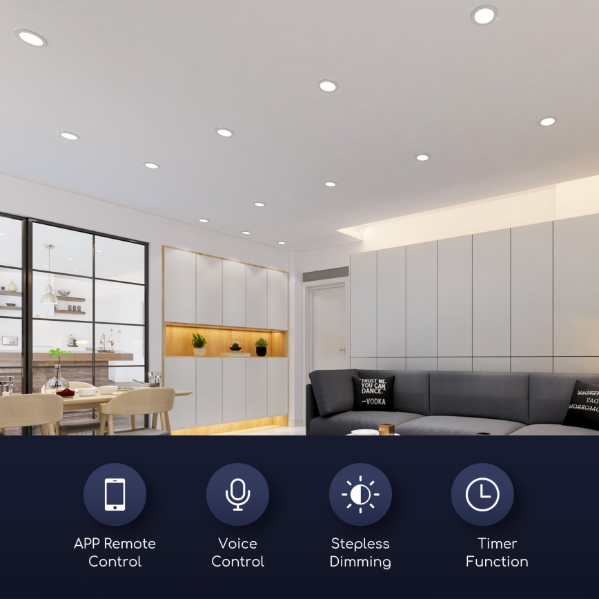 Aigostar - LED prigušiva ugradna plafonska svetiljka 18W/230V prečnik 22 cm Wi-Fi