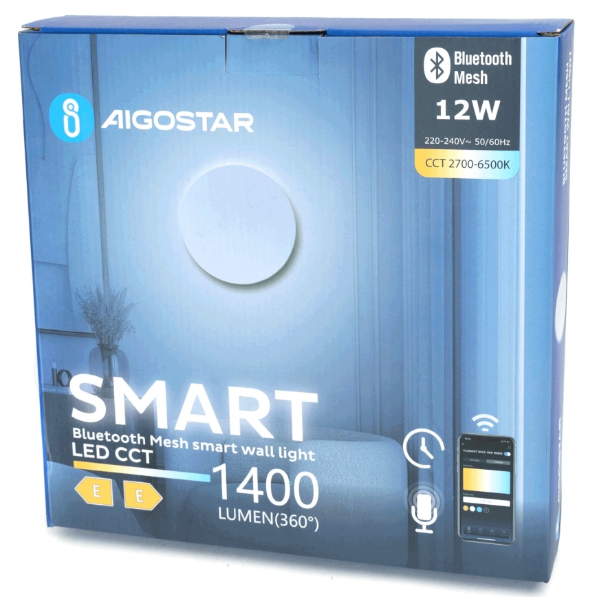 Aigostar - LED Prigušiva zidna lampa MESH Smart LED/12W/230V 2700-6500K bela