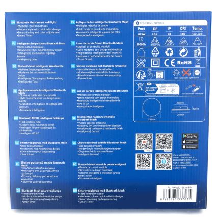 Aigostar - LED Prigušiva zidna lampa MESH Smart LED/12W/230V crno + Daljinski upravljač