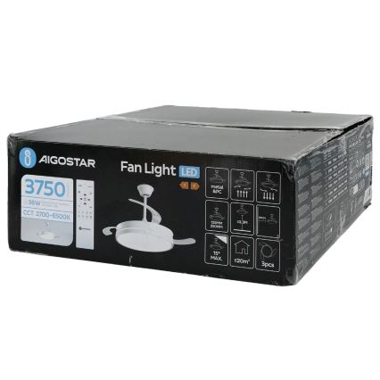 Aigostar - LED Prigušivi plafonski ventilator LED/36W/230V 2700-6500K pr. 107 cm + Daljinski upravljač bela