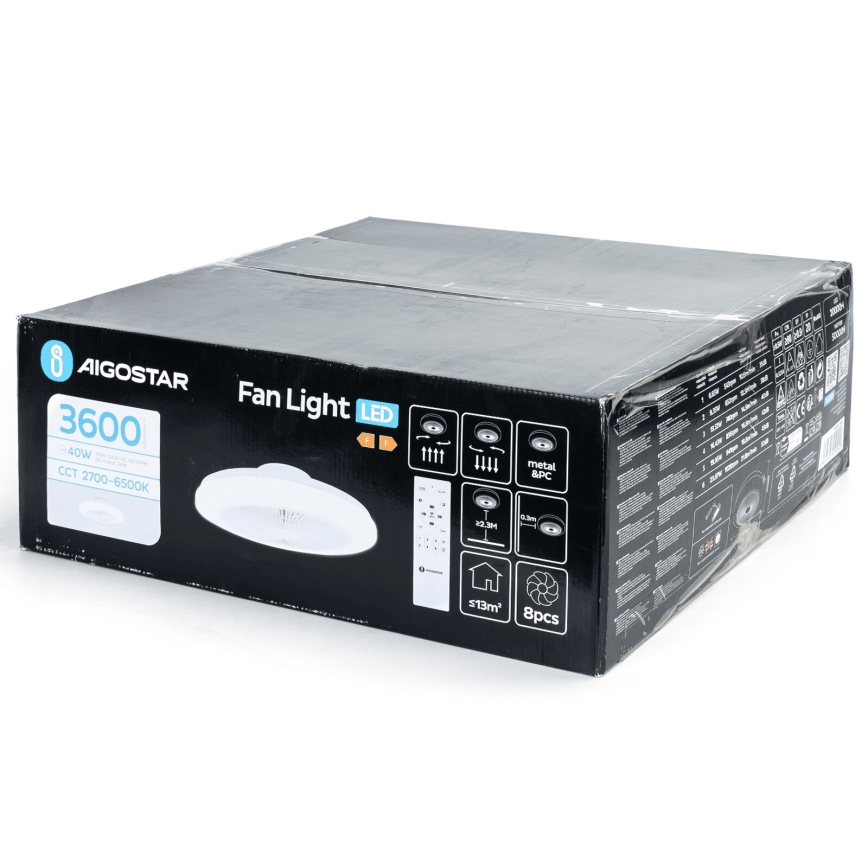 Aigostar - LED Prigušivi plafonski ventilator LED/40W/230V 2700-6500K pr. 48 cm + Daljinski upravljač bela