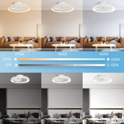 Aigostar - LED Prigušivi plafonski ventilator LED/40W/230V 2700-6500K pr. 48 cm + Daljinski upravljač bela