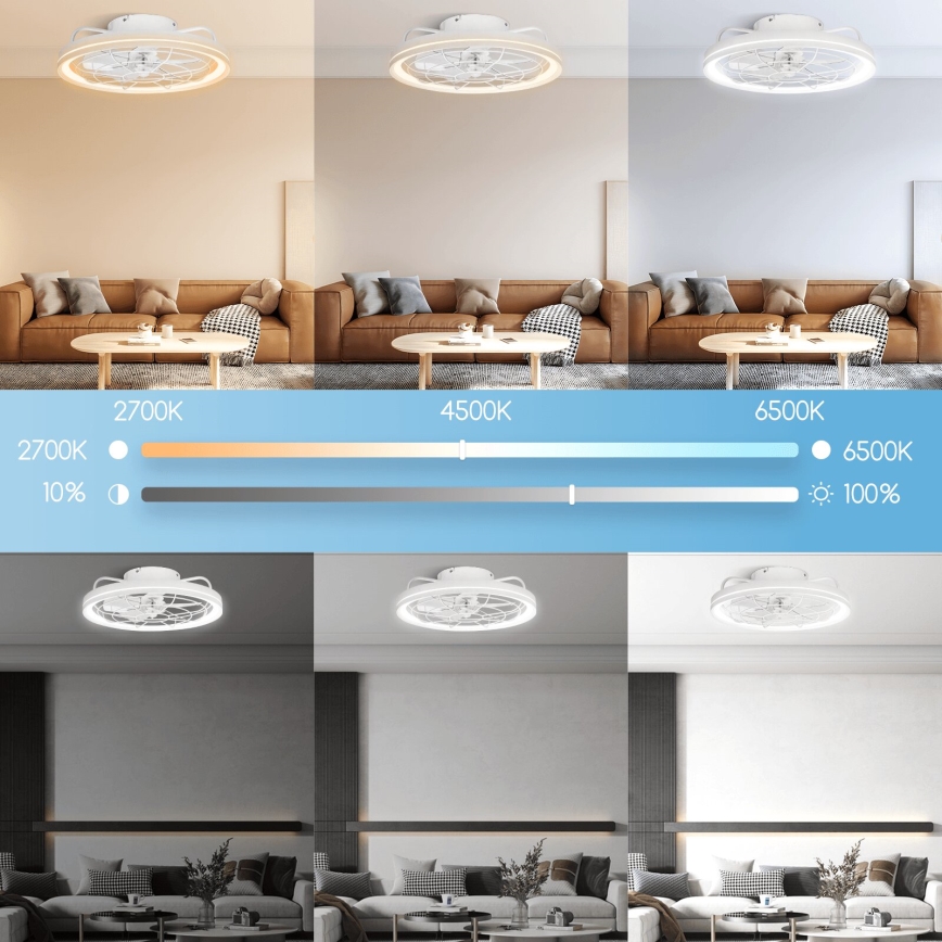 Aigostar - LED Prigušivi plafonski ventilator LED/40W/230V 2700-6500K pr. 48 cm + Daljinski upravljač bela